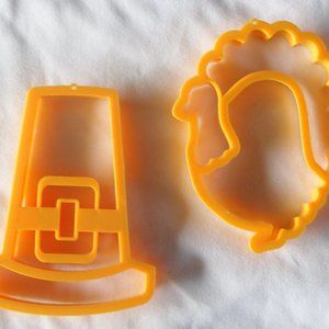 Thanksgiving Cookie Cutters Crafts XL Pilgrims Hat Turkey Set of 2